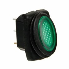 Intrerupator basculant impermeabil Micro 12V/24V - 10A lumina LED - Verde Garage AutoRide foto