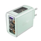 Acumulator pentru Priza, 2 X USB-C, USB, GaN, PD65W - Acesfast (A45) - Mountain mist, Acefast
