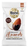 Migdale sarate invelite in ciocolata neagra bio 30g Biona