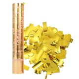 Tub de confetii, flippy, party popper, 30x5 cm, confetii lucioase rezistente la foc, eliberare prin rasucire, auriu