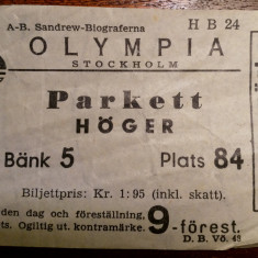 A-B. Sandrew Biograferna Olympia Stockholm, bilet cinema