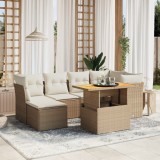 Gossi set canapele de gradina, 7 piese, cu perne, bej, poliratan