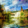 Tablou canvas Belgia, oras, rau, pictura, 90 x 60 cm