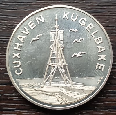 (A750) MEDALIE ARGINT GERMANIA - CUXHAVEN KUGELBAKE, PROOF, 11 GRAME, ARGINT 986 foto