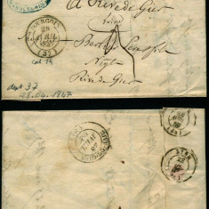 France 1847 Rare Stampless Cover + Content Bourgoin Rive de Gier D.1073