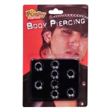 Accesorii Deghizare Halloween, Set 9 Cercei Body Piercing, Argintii