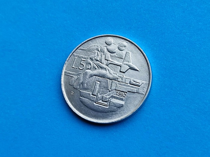 5 Lire 1982 San Marino-UNC-RAR-in realitate arata bine!