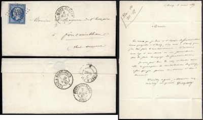 France 1867 Cover + Content La Fert&amp;eacute;-Gaucher to Fontainebleau Railroad D.619 foto