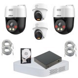 Kit supraveghere Dahua 4 camere PTZ 5MP si 4MP, NVR, HDD 1TB