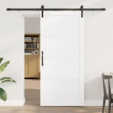 Ușă Glisantă cu Set de Accesorii Alb 93x202 cm Lemn Solid Pini