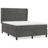 Cumpara ieftin Pat box spring cu saltea, gri inchis, 140x200 cm, catifea