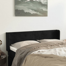 vidaXL Tăblie de pat cu aripioare negru 147x16x78/88 cm catifea