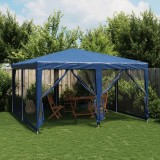 VidaXL Cort de petrecere cu 8 pereți din plasă, albastru, 4x4 m HDPE