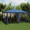 Gossi cort de petrecere cu 8 pereti din plasa, albastru, 4x4 m hdpe