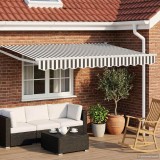 vidaXL Pergola electrica retractabila 3x2.5m Antracit Alb, cu LED si Senzor Vreme, Design Modern
