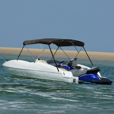 vidaXL Parasolar barcă Bimini cu 3 arcuri, negru, 183x180x137 cm foto