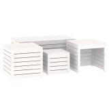 Cumpara ieftin Set cutii de gradina, 4 piese, alb, lemn masiv de pin