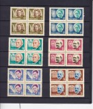 ROMANIA 1967 LP 653 ANIVERSARI CULTURALE BLOCURI DE 4 TIMBRE MNH