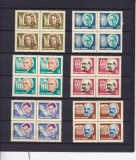 ROMANIA 1967 LP 653 ANIVERSARI CULTURALE BLOCURI DE 4 TIMBRE MNH, Nestampilat