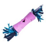 Jucarie pentru caine, os din cauciuc cu sfoara, 25cm, Roz, Ropet
