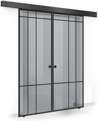 Usa culisanta Boss &amp;reg; Duo Black model Event negru, 90+90x215 cm, sticla gri securizata, glisanta in ambele directii foto
