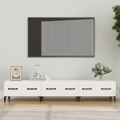 Comoda TV, alb, 150x34,5x30 cm, lemn prelucrat foto