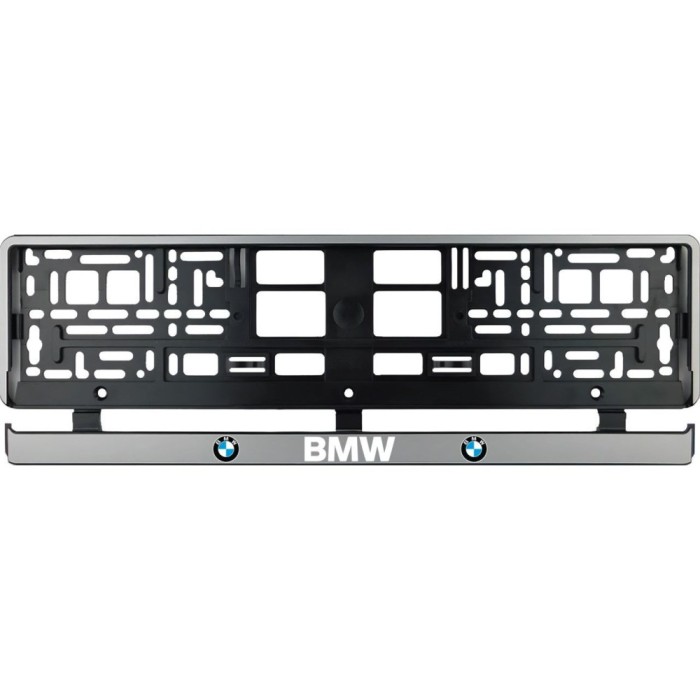 Set 2 bucati, suport numar inmatriculare argintiu BMW