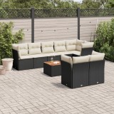 Cumpara ieftin Gossi set mobilier de gradina cu perne, 9 piese, negru, poliratan