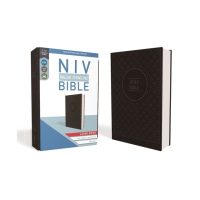 NIV, Value Thinline Bible, Large Print, Imitation Leather, Gray/Black foto