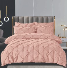 Lenjerie pat dublu cu pliuri,bumbac finet,6 piese,roz-A759