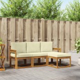 vidaXL Set de canapele de exterior cu pernă 4 pcs Natural și Crem 3366208