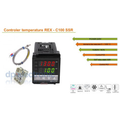 Termostat electronic Controler temperatura PID 0-400 REX-C100 cu sonda K si SSR