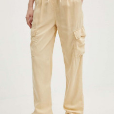 Pepe Jeans pantaloni EVA femei, culoarea bej, fason cargo, high waist, PL211738