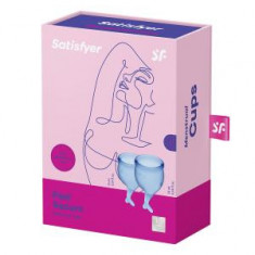 Cupa menstruala, Satisfyer Feel Secure, culoare albastru, 1 cutie x 2 buc
