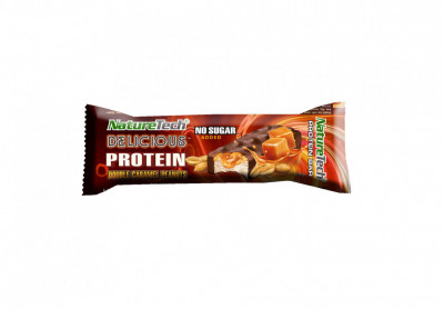 Baton energizant DELICIOUS, FARA ZAHAR, DUBLU CARAMEL SI ALUNE 60g NATURE TECH foto