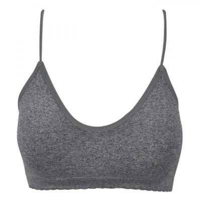 Bustieră Fitness Seamless, Bretele Subțiri, Gri Melanj, Mărime Unică, Pernuțe Detașabile foto