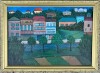 Mircea Popescu Tablou Peisaj Citadin Mediteranean de vară, pictura ulei inramata 40x55 cm, Peisaje, Realism