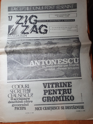 ziarul zig zag 3-9 iulie 1990-interviu nicu ceausescu,articol mircea dinescu foto