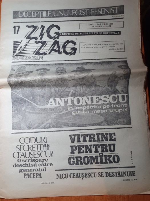 ziarul zig zag 3-9 iulie 1990-interviu nicu ceausescu,articol mircea dinescu