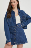 Pepe Jeans geaca jeans femei, culoarea albastru marin, de tranzitie