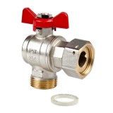 Robinet de trecere cu bila Valvex Spin, alama, colt, cu semiolandez, filet interior-exterior, PN25, maner fluture, garnitura din