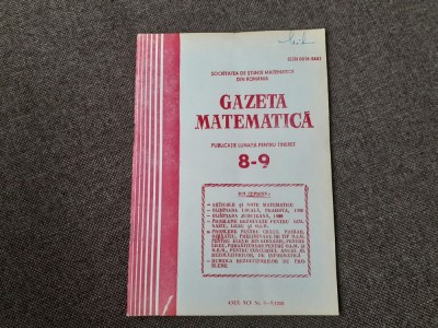 GAZETA MATEMATICA NR 8-9 /1990 RF3 foto