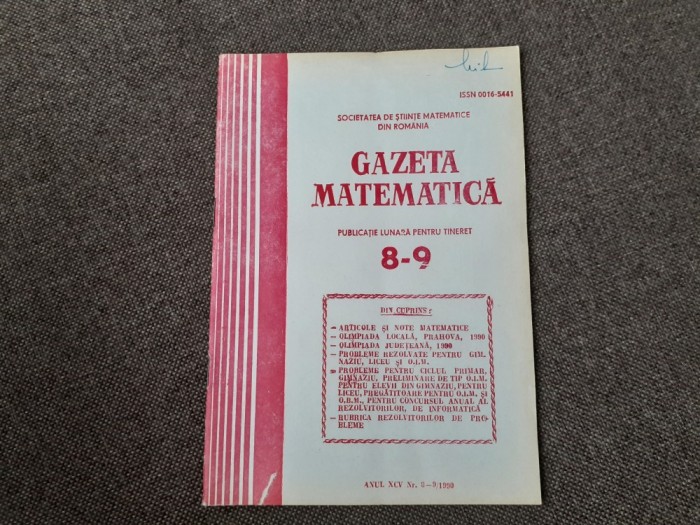 GAZETA MATEMATICA NR 8-9 /1990 RF3