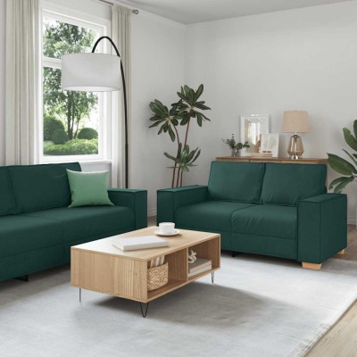 vidaXL Set de canapele cu perne, 2 piese, verde &amp;icirc;nchis, textil 3324696 foto