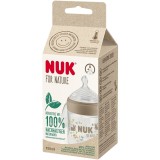 Biberon NUK for Nature cu Controlul Temperaturii, cu tetina din silicon sustenabil, forma asemanatoare cu mamelonul unei mame, crem, marime S cu 3 ori