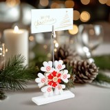 Suport etichete masa Craciun - cu cleme - cristal de gheata - 8,8 x 8,8 cm