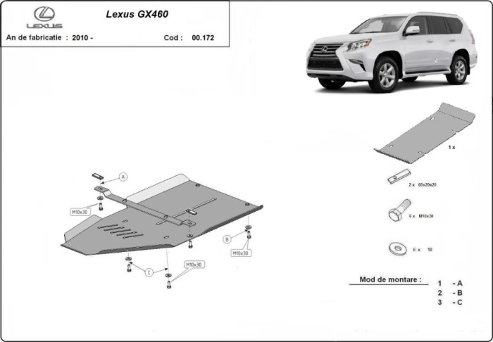 Scut aluminiu cutie de viteze Lexus GX460 2009-2023