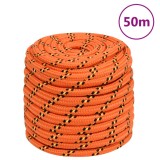 VidaXL Fr&acirc;nghie de barcă, portocaliu, 16 mm, 50 m, polipropilenă
