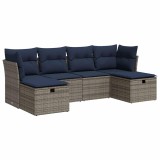 Set mobilier gradina cu perne, 6 piese, gri, poliratan