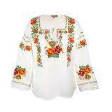 Cumpara ieftin Bluza Alba cu Motiv Floral Multicolor - BMG109